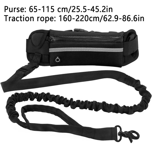 Enjoy hands‑free runs and walks with this adjustable waist leash set, featuring a durable nylon belt, shock‑absorbing bungee leash and secure metal clips. - Luxempirez