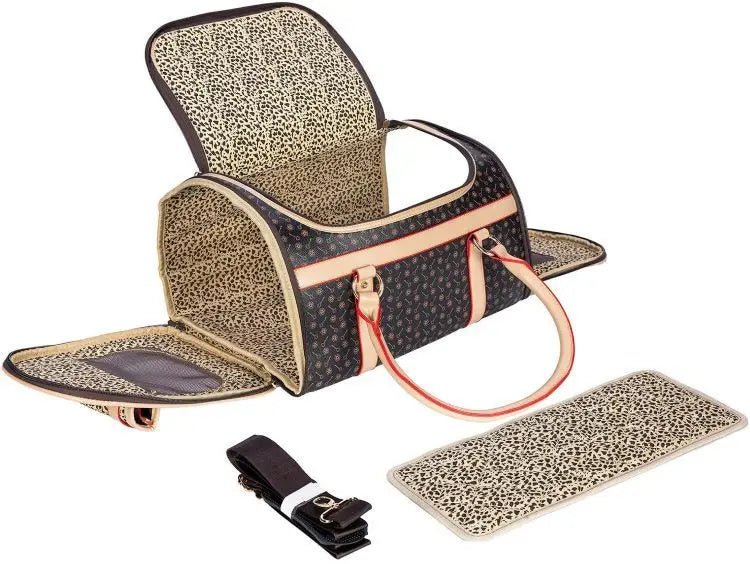 Experience ultimate elegance with this luxury pet carrier, designed for discerning owners who seek both refinement and comfort on every journey. The exclusive pattern, inspired by high - end fashion houses. - Luxempirez