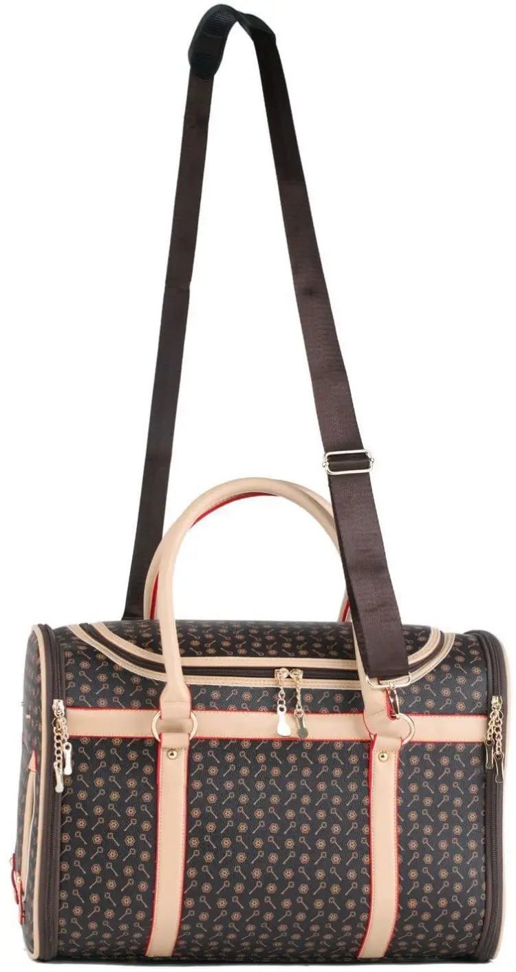 Experience ultimate elegance with this luxury pet carrier, designed for discerning owners who seek both refinement and comfort on every journey. The exclusive pattern, inspired by high - end fashion houses. - Luxempirez