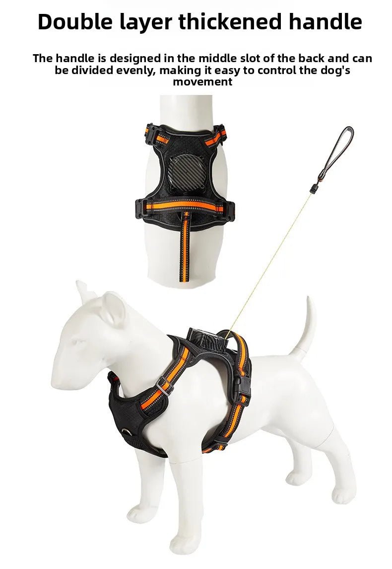 Explosion‑proof no‑pull harness with integrated retractable leash for safe, hands‑free control and maximum comfort during every walk or run. - Luxempirez