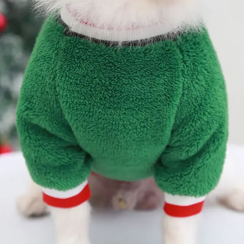 Festive green reindeer sweater to keep your dog cozy and extra cute for Christmas walks, parties, and photos., Soft, lightweight fabric is gentle on the skin and perfect for small dogs who need a bit of extra warmth in winter. - Luxempirez