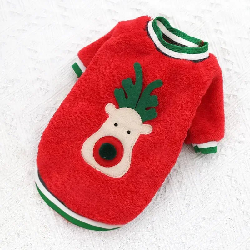 Festive green reindeer sweater to keep your dog cozy and extra cute for Christmas walks, parties, and photos., Soft, lightweight fabric is gentle on the skin and perfect for small dogs who need a bit of extra warmth in winter. - Luxempirez