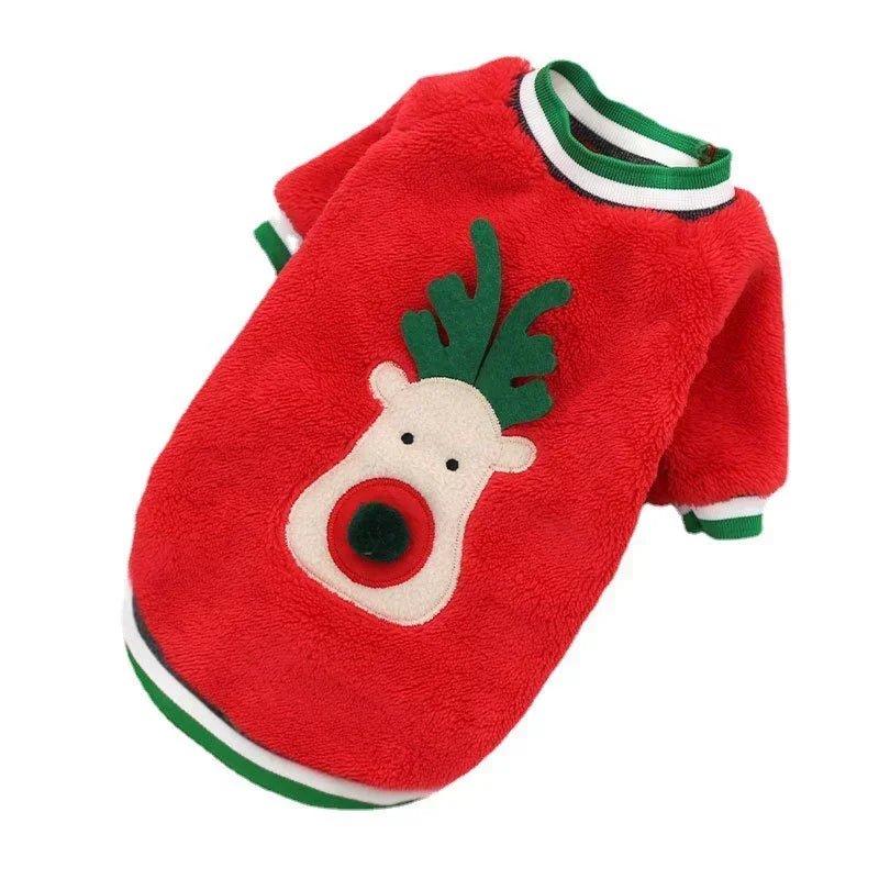 Festive green reindeer sweater to keep your dog cozy and extra cute for Christmas walks, parties, and photos., Soft, lightweight fabric is gentle on the skin and perfect for small dogs who need a bit of extra warmth in winter. - Luxempirez