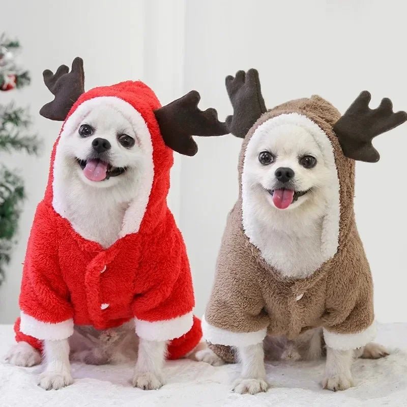 Festive green reindeer sweater to keep your dog cozy and extra cute for Christmas walks, parties, and photos., Soft, lightweight fabric is gentle on the skin and perfect for small dogs who need a bit of extra warmth in winter. - Luxempirez