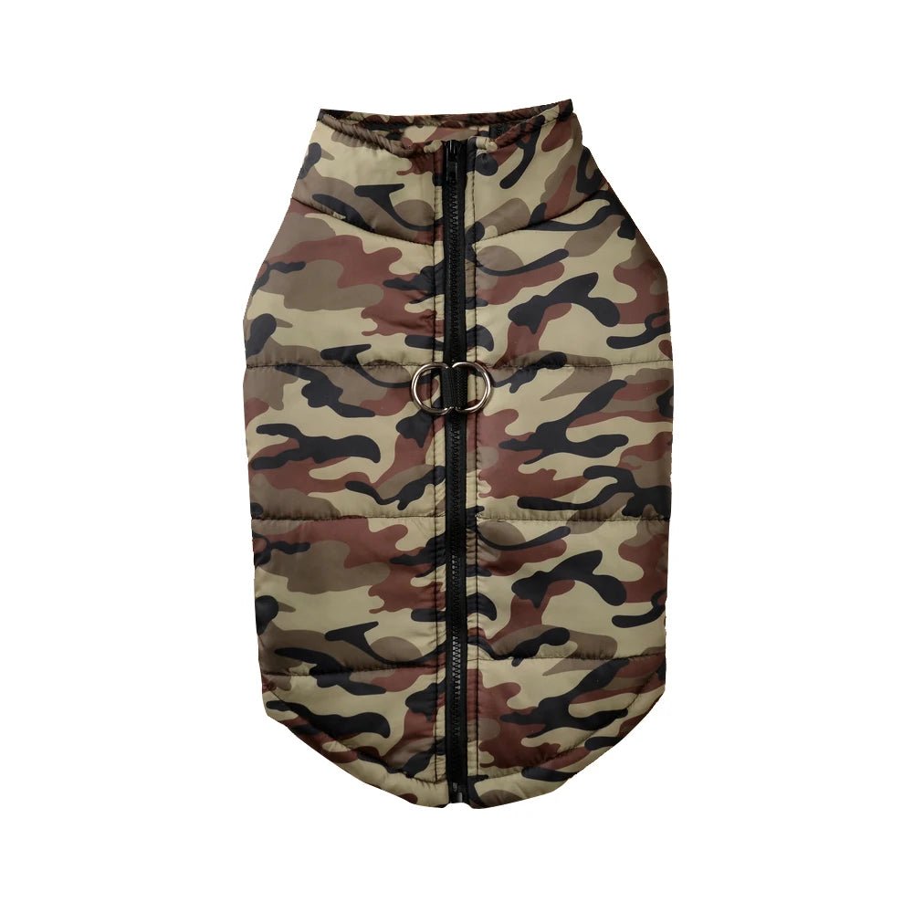 Give your dog a stylish edge with this durable camouflage jacket. Made from high - quality, weather - resistant fabric, it provides warmth and comfort for outdoor walks, adventures, and chilly days. The lightweight design ensures easy movement. - Luxempirez
