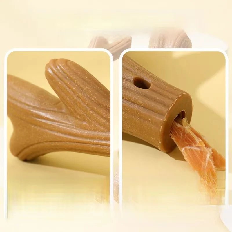Give your dog hours of chewing satisfaction with this natural wood - inspired grinding stick! Not only does it help clean teeth and support dental health, but its clever hollow design allows you to stuff treats inside for added fun and mental stimulation. - Luxempirez