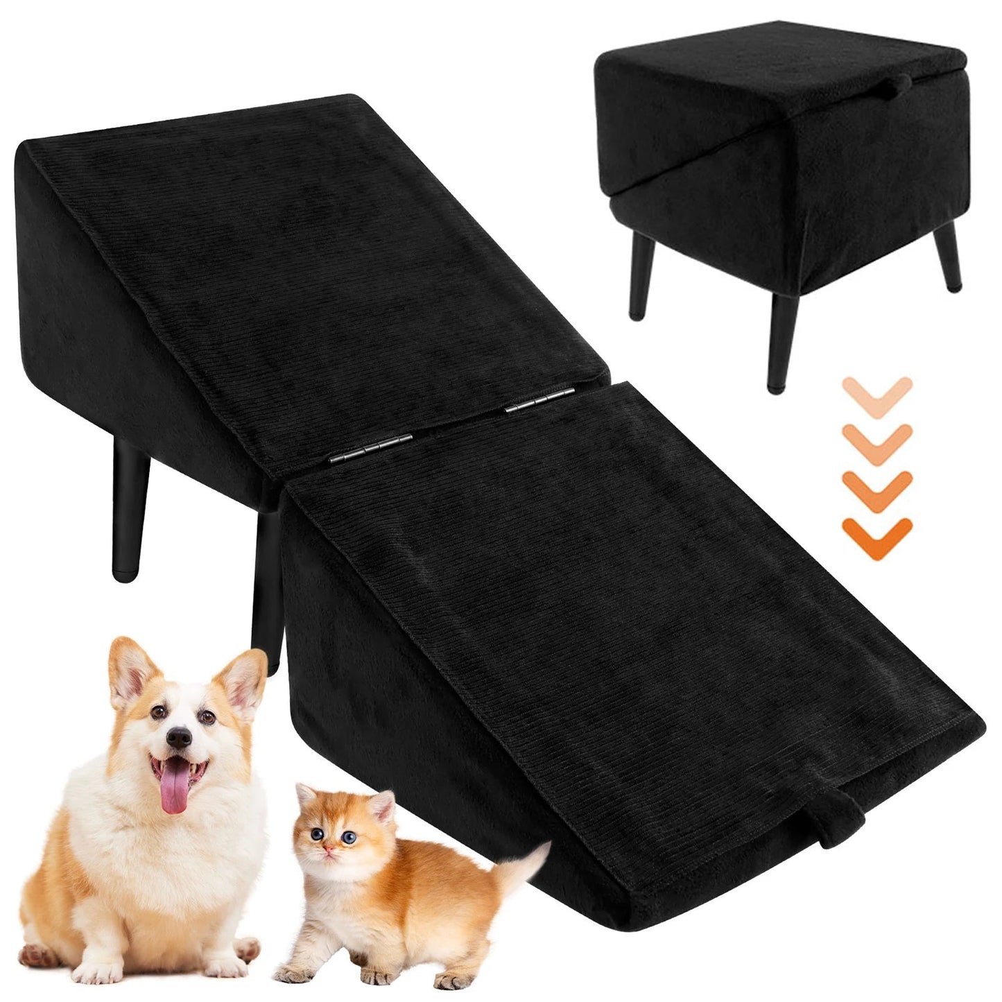 Give your furry friend safe, effortless access to the sofa with this plush indoor pet ladder, designed to protect joints and keep your home looking stylish. - Luxempirez