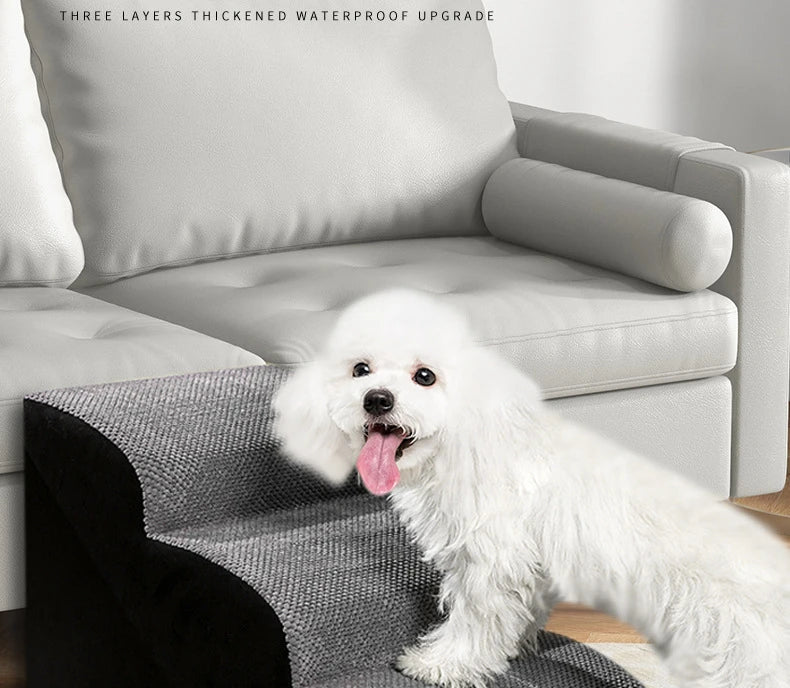 Give your pet safe, easy access to the sofa or bed with these soft foam stairs. The gentle, anti - slip steps protect joints and are perfect for puppies, small dogs, senior pets, or those with mobility issues. - Luxempirez