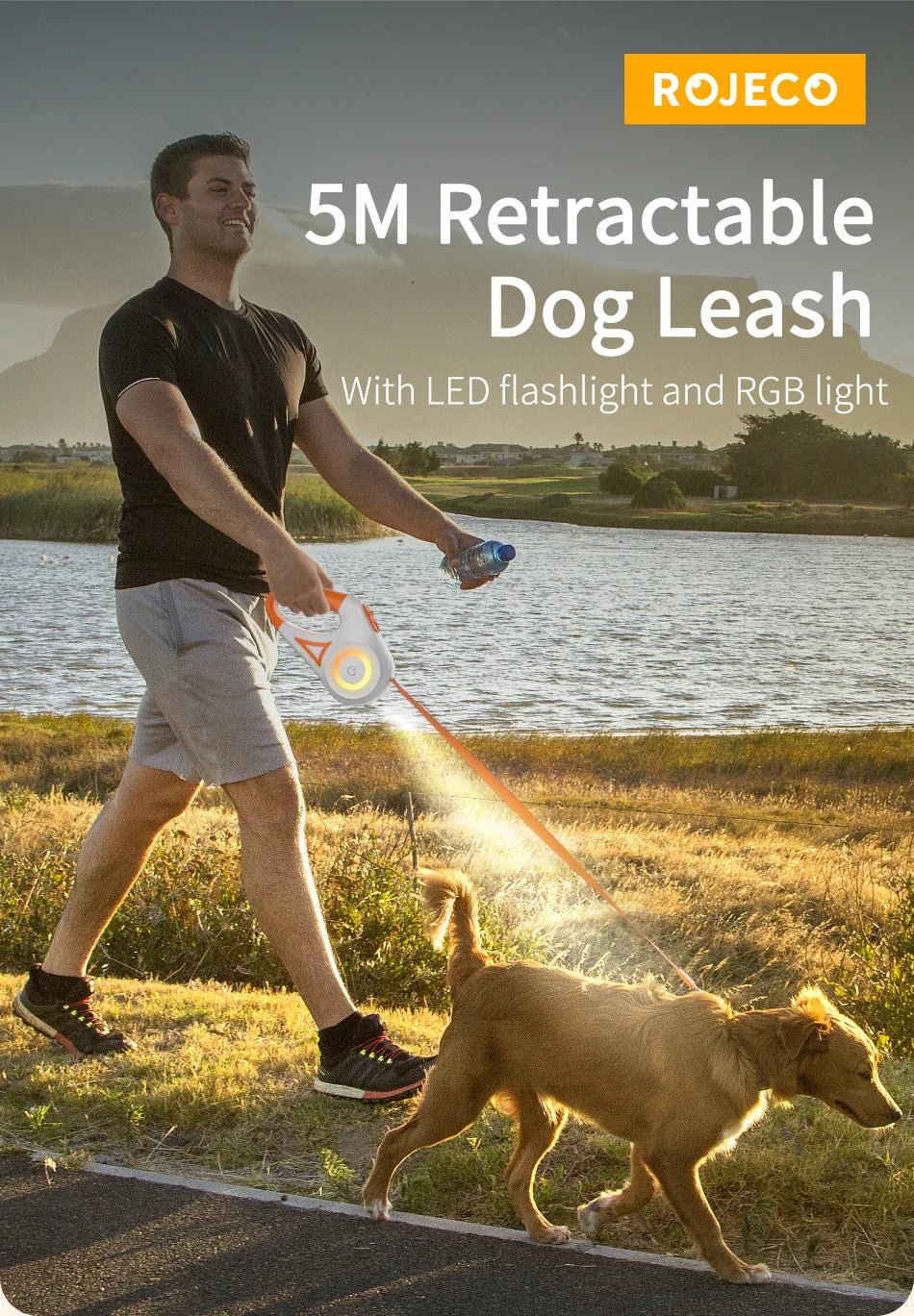 Give your pet walks a modern upgrade with this Double - Sided RGB Light Ring Leash! This stylish retractable leash features five - color LED lights for added visibility and safety during night walks. Enjoy both fun and peace of mind - Luxempirez