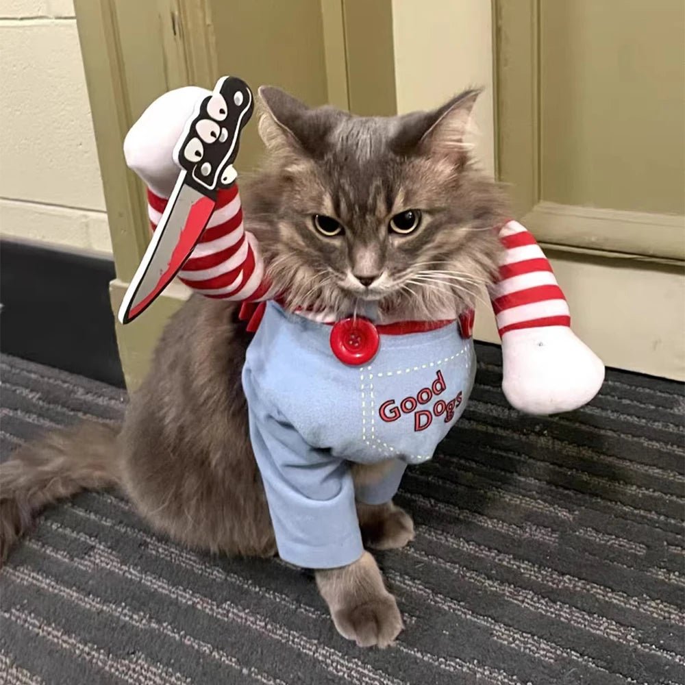 Hilarious knife‑wielding chef costume that instantly turns your sweet cat or dog into the star of every Halloween party, photo shoot, or TikTok video. - Luxempirez