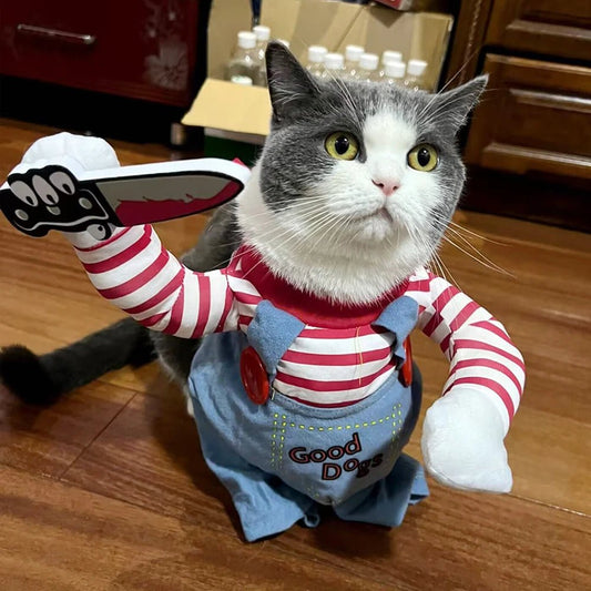 Hilarious knife‑wielding chef costume that instantly turns your sweet cat or dog into the star of every Halloween party, photo shoot, or TikTok video. - Luxempirez