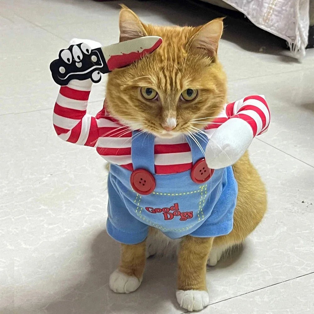 Hilarious knife‑wielding chef costume that instantly turns your sweet cat or dog into the star of every Halloween party, photo shoot, or TikTok video. - Luxempirez