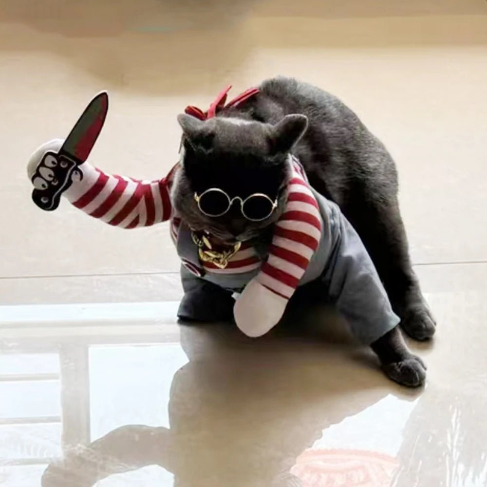 Hilarious knife‑wielding chef costume that instantly turns your sweet cat or dog into the star of every Halloween party, photo shoot, or TikTok video. - Luxempirez