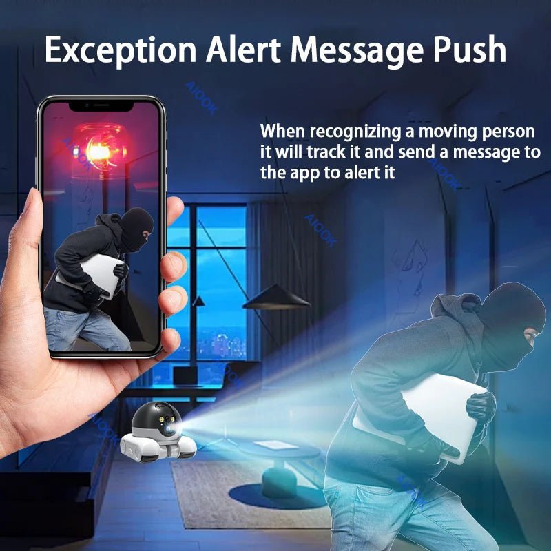 Introducing the ultimate smart rolling camera for pet owners! This innovative device not only monitors your home with dual - lens technology, but it also moves around to keep a close eye on your dogs wherever they go. Stay connected and check on your pets. - Luxempirez