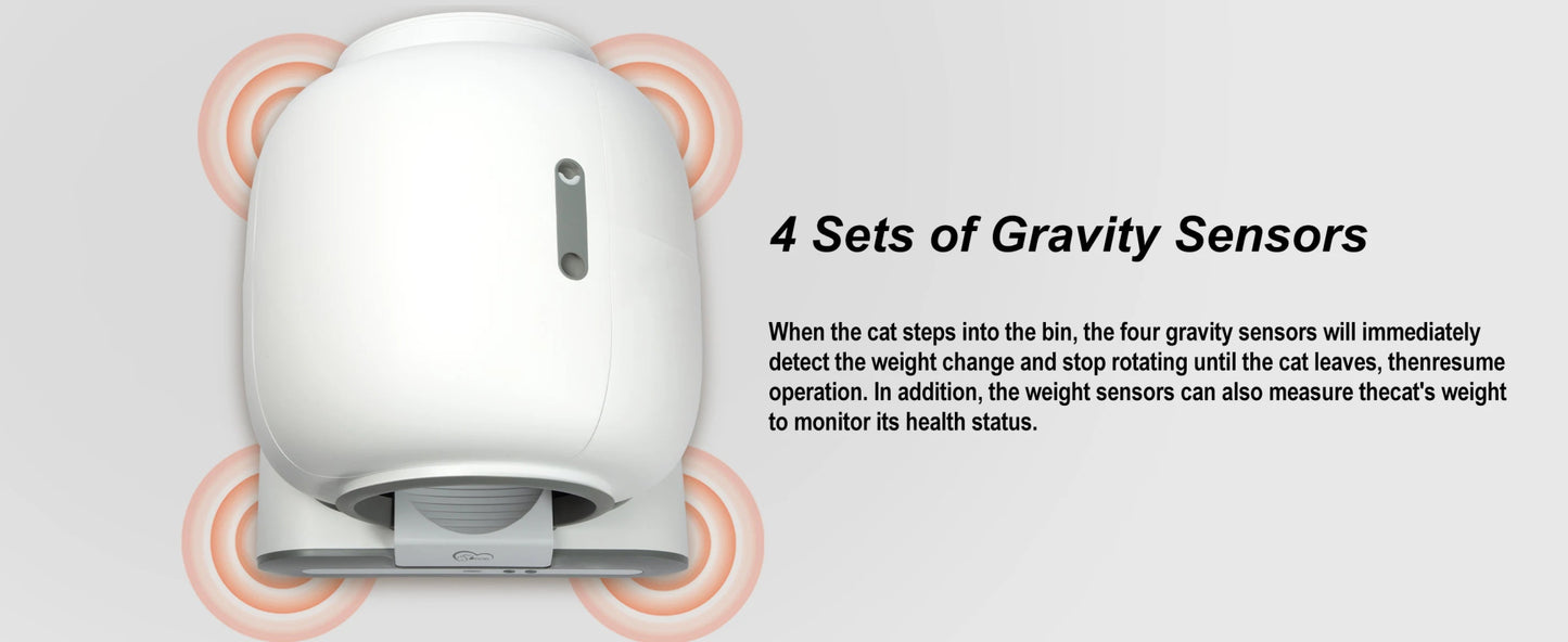 Keep it short and punchy, here is a ready - to - use text in English:Make litter box duty effortless with our smart self - cleaning cat litter box. Featuring app control and real - time health monitoring, it automatically cleans after each use. - Luxempirez
