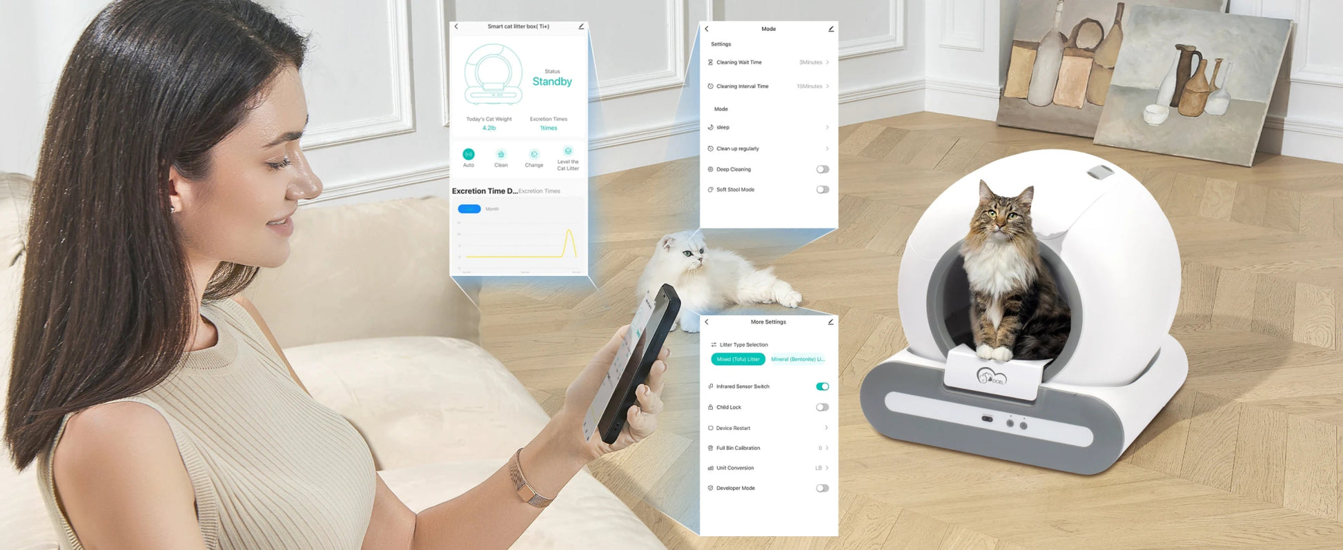 Keep it short and punchy, here is a ready - to - use text in English:Make litter box duty effortless with our smart self - cleaning cat litter box. Featuring app control and real - time health monitoring, it automatically cleans after each use. - Luxempirez