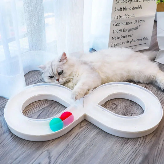 Keep your cat active and entertained with this sleek infinity - track toy, featuring colorful rolling balls that stimulate natural hunting instincts. A stylish, space - saving design that turns playtime into pure feline joy. - Luxempirez