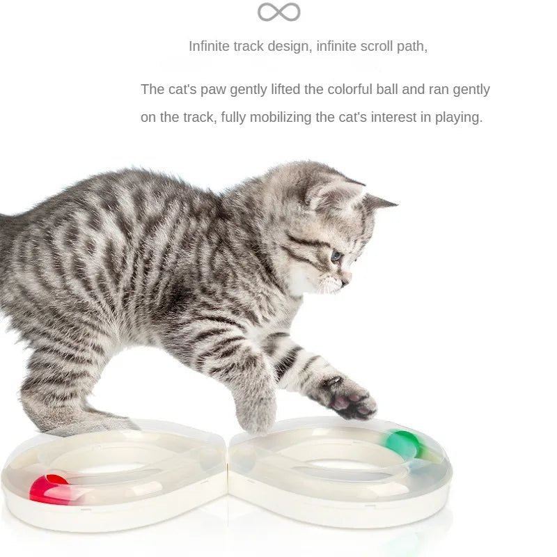 Keep your cat active and entertained with this sleek infinity - track toy, featuring colorful rolling balls that stimulate natural hunting instincts. A stylish, space - saving design that turns playtime into pure feline joy. - Luxempirez