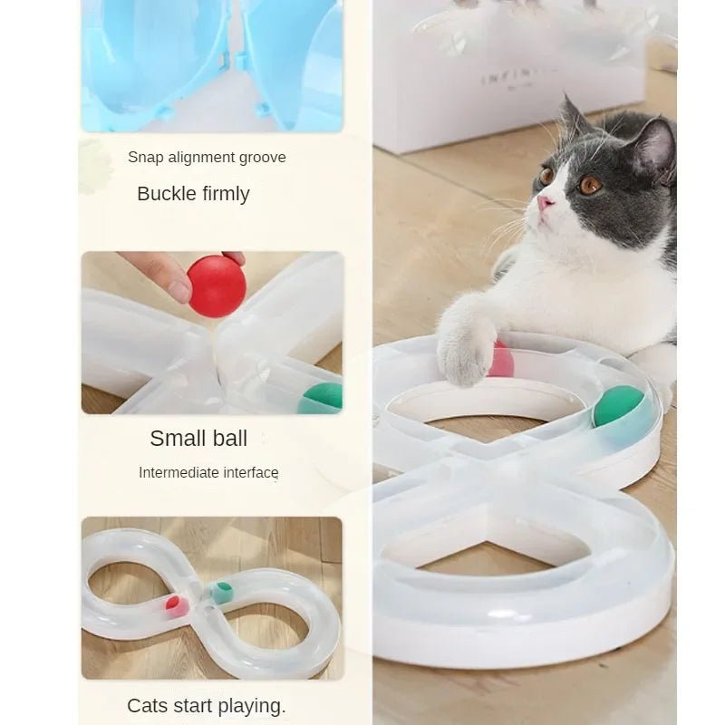 Keep your cat active and entertained with this sleek infinity - track toy, featuring colorful rolling balls that stimulate natural hunting instincts. A stylish, space - saving design that turns playtime into pure feline joy. - Luxempirez