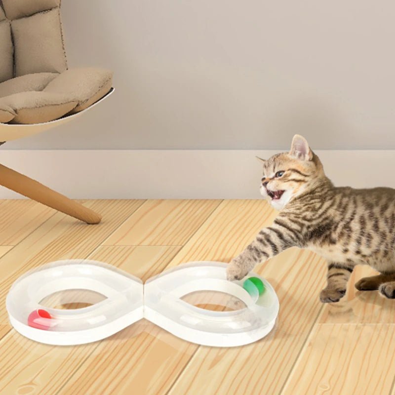 Keep your cat active and entertained with this sleek infinity - track toy, featuring colorful rolling balls that stimulate natural hunting instincts. A stylish, space - saving design that turns playtime into pure feline joy. - Luxempirez