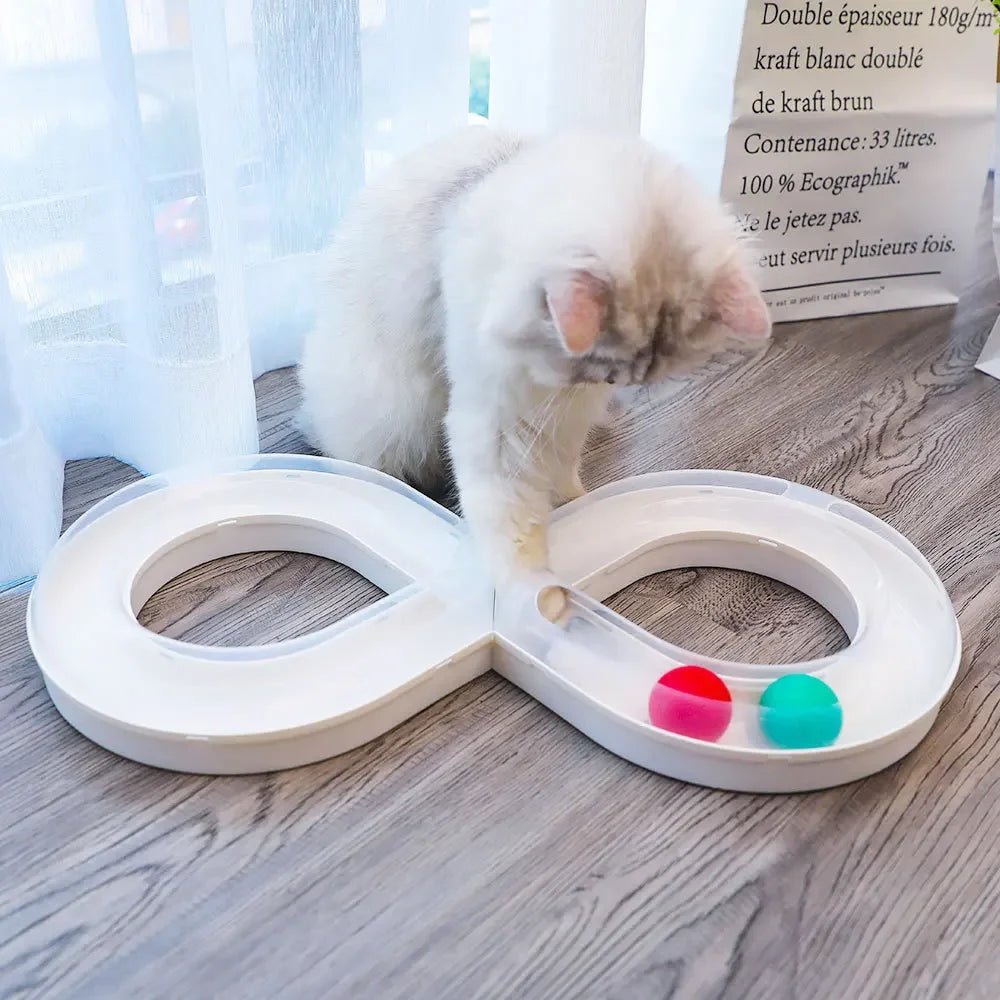 Keep your cat active and entertained with this sleek infinity - track toy, featuring colorful rolling balls that stimulate natural hunting instincts. A stylish, space - saving design that turns playtime into pure feline joy. - Luxempirez