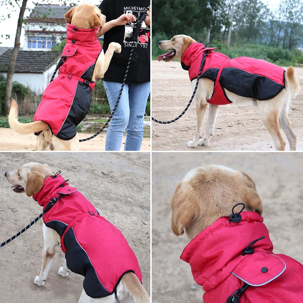 Keep your dog warm and protected with this premium winter dog coat, ideal for cold and snowy days. Made from waterproof, windproof materials, it features a comfortable fleece lining and adjustable straps for a secure fit. Available in multiple colors. - Luxempirez