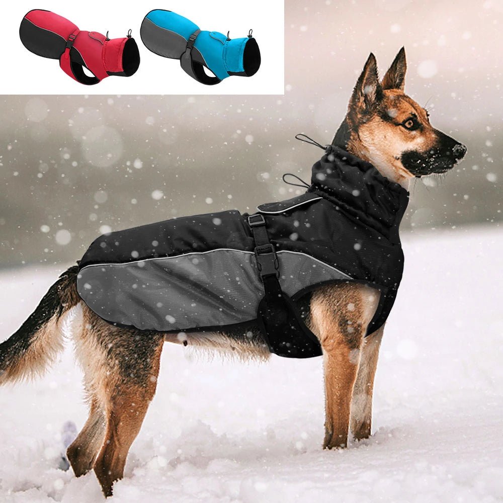 Keep your dog warm and protected with this premium winter dog coat, ideal for cold and snowy days. Made from waterproof, windproof materials, it features a comfortable fleece lining and adjustable straps for a secure fit. Available in multiple colors. - Luxempirez