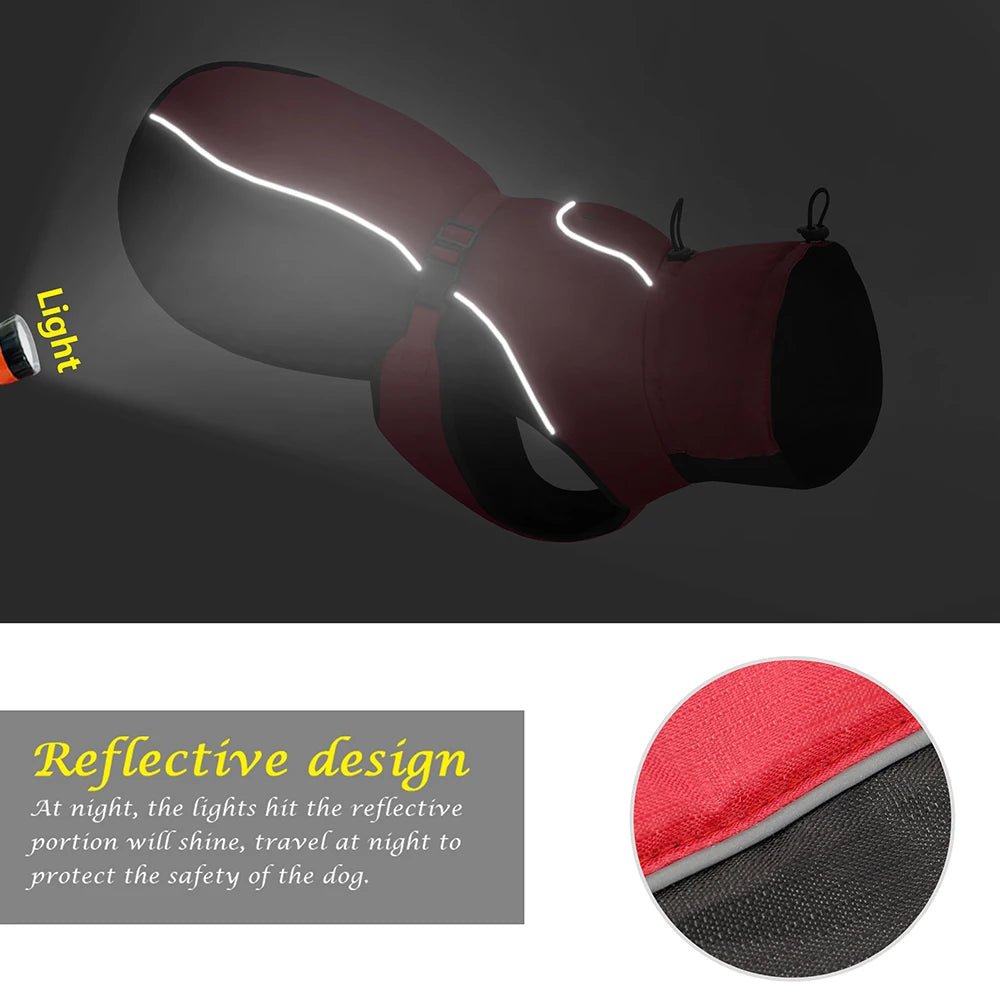 Keep your dog warm and protected with this premium winter dog coat, ideal for cold and snowy days. Made from waterproof, windproof materials, it features a comfortable fleece lining and adjustable straps for a secure fit. Available in multiple colors. - Luxempirez