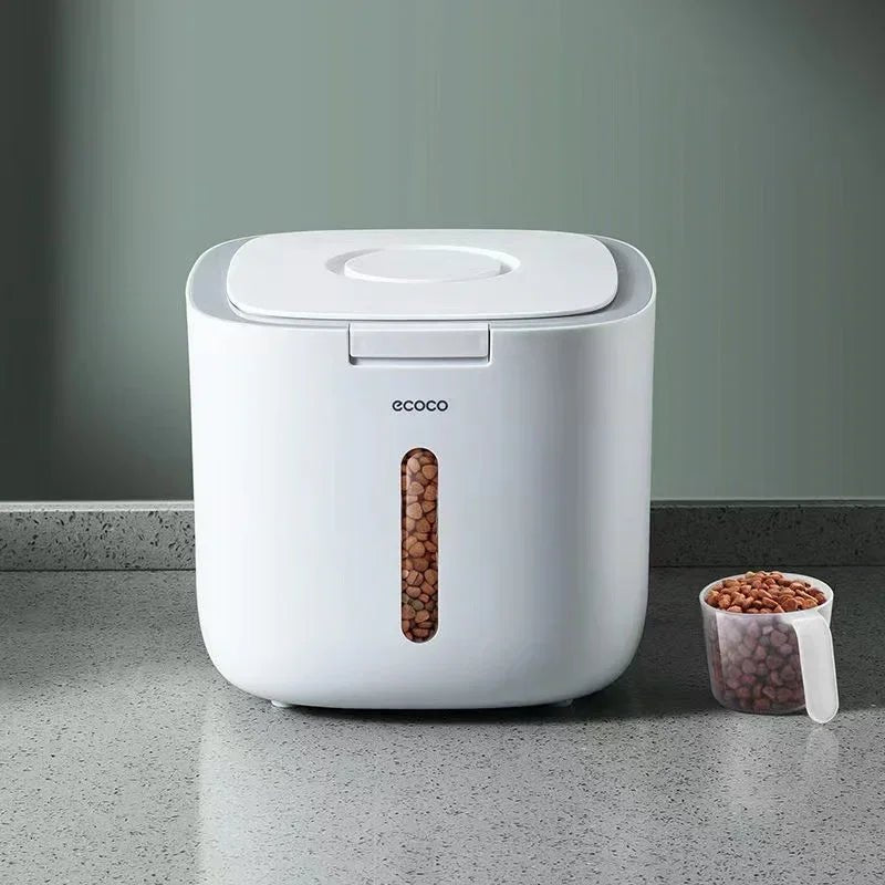 Keep your pet’s food fresh, dry, and organized with this airtight storage container, designed for dog and cat owners who want a clean and stylish feeding area. - Luxempirez