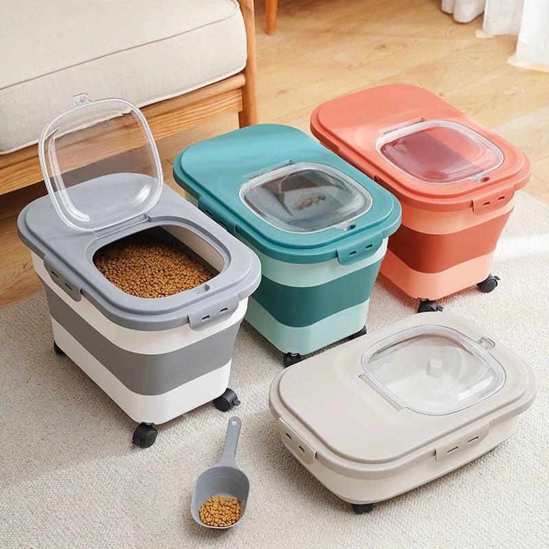 Keep your pet’s food fresh, organized, and easy to access with this 13/33 LB Collapsible Pet Food Storage Container. Designed for both cats and dogs, it offers an airtight seal and space‑saving design for modern kitchens. - Luxempirez