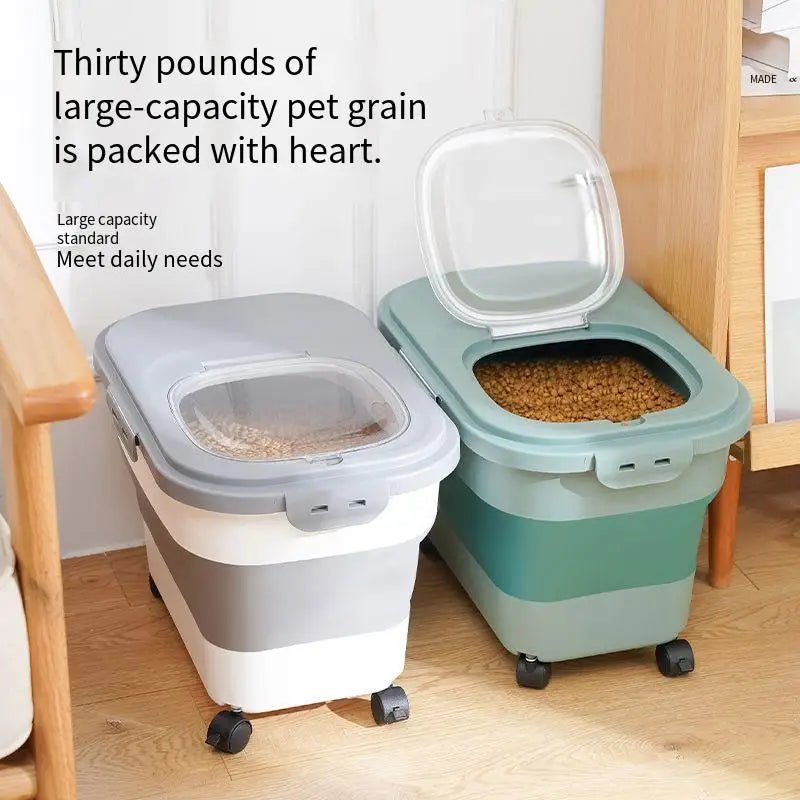 Keep your pet’s food fresh, organized, and easy to access with this 13/33 LB Collapsible Pet Food Storage Container. Designed for both cats and dogs, it offers an airtight seal and space‑saving design for modern kitchens. - Luxempirez