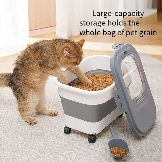 Keep your pet’s food fresh, organized, and easy to access with this 13/33 LB Collapsible Pet Food Storage Container. Designed for both cats and dogs, it offers an airtight seal and space‑saving design for modern kitchens. - Luxempirez