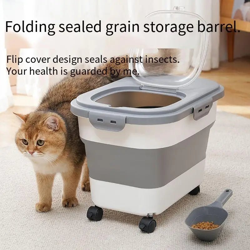 Keep your pet’s food fresh, organized, and easy to access with this 13/33 LB Collapsible Pet Food Storage Container. Designed for both cats and dogs, it offers an airtight seal and space‑saving design for modern kitchens. - Luxempirez