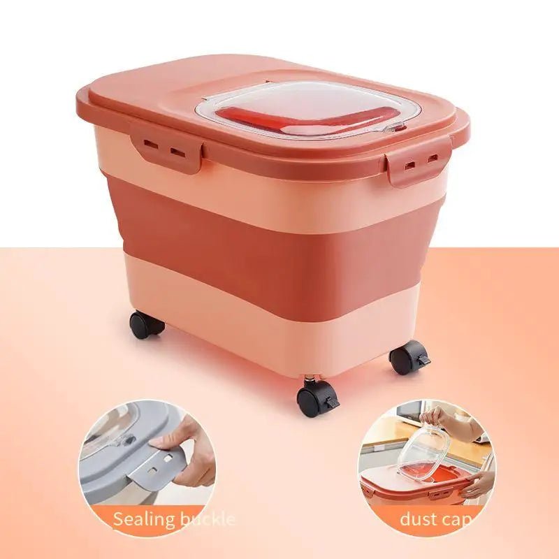 Keep your pet’s food fresh, organized, and easy to access with this 13/33 LB Collapsible Pet Food Storage Container. Designed for both cats and dogs, it offers an airtight seal and space‑saving design for modern kitchens. - Luxempirez