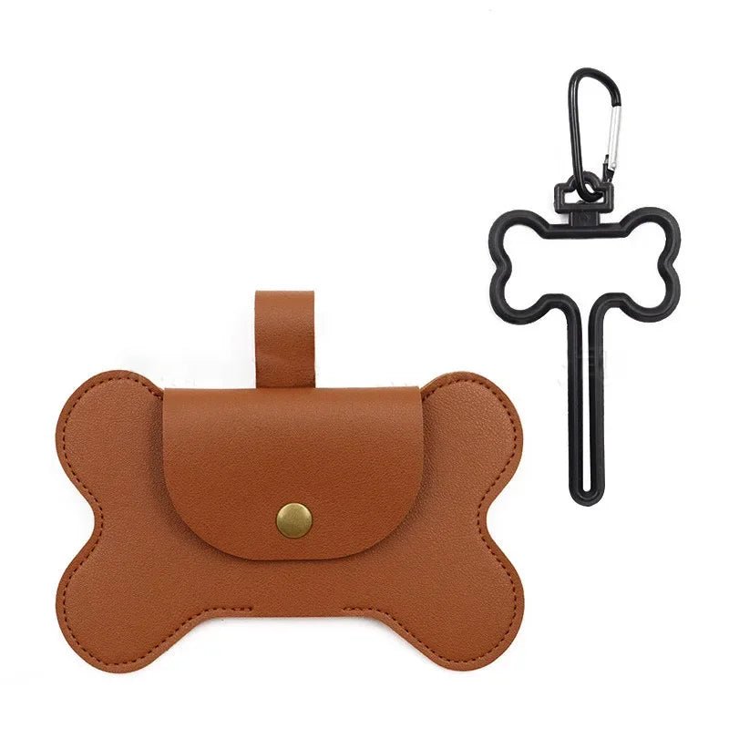 Keep your walks stylish and stress - free with this bone - shaped poop bag holder in premium faux leather. - Luxempirez