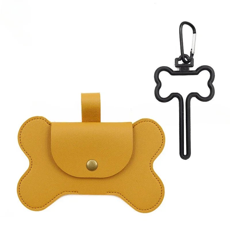 Keep your walks stylish and stress - free with this bone - shaped poop bag holder in premium faux leather. - Luxempirez