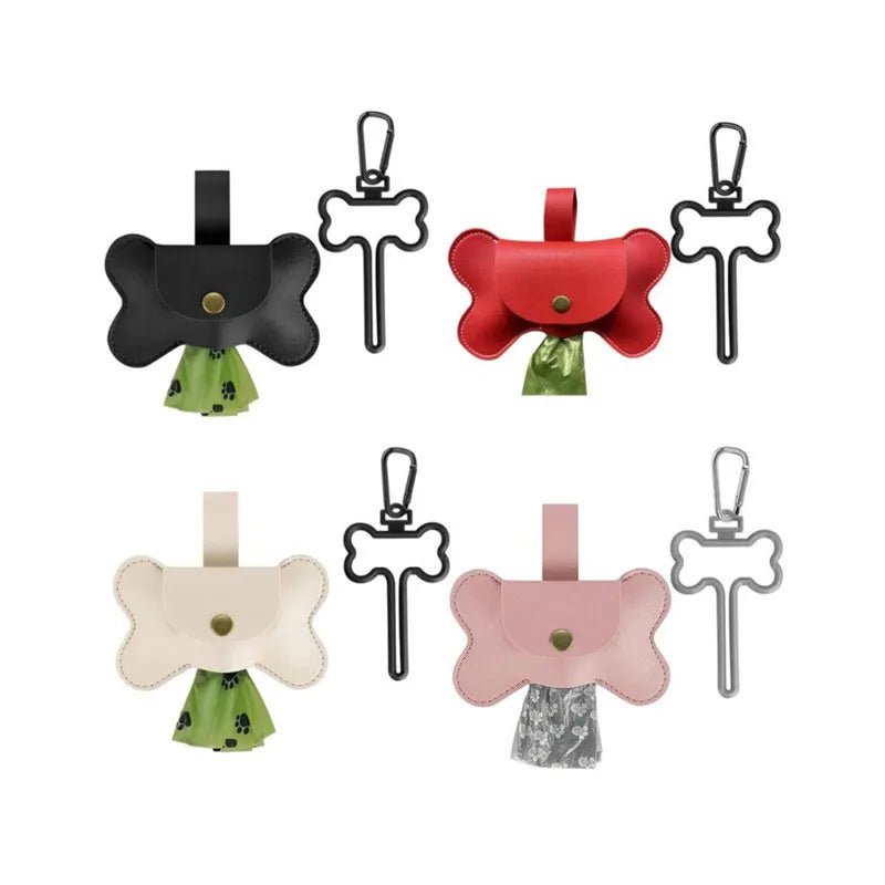 Keep your walks stylish and stress - free with this bone - shaped poop bag holder in premium faux leather. - Luxempirez