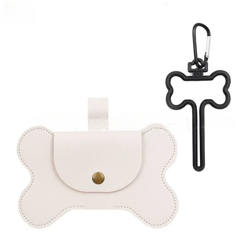 Keep your walks stylish and stress - free with this bone - shaped poop bag holder in premium faux leather. - Luxempirez