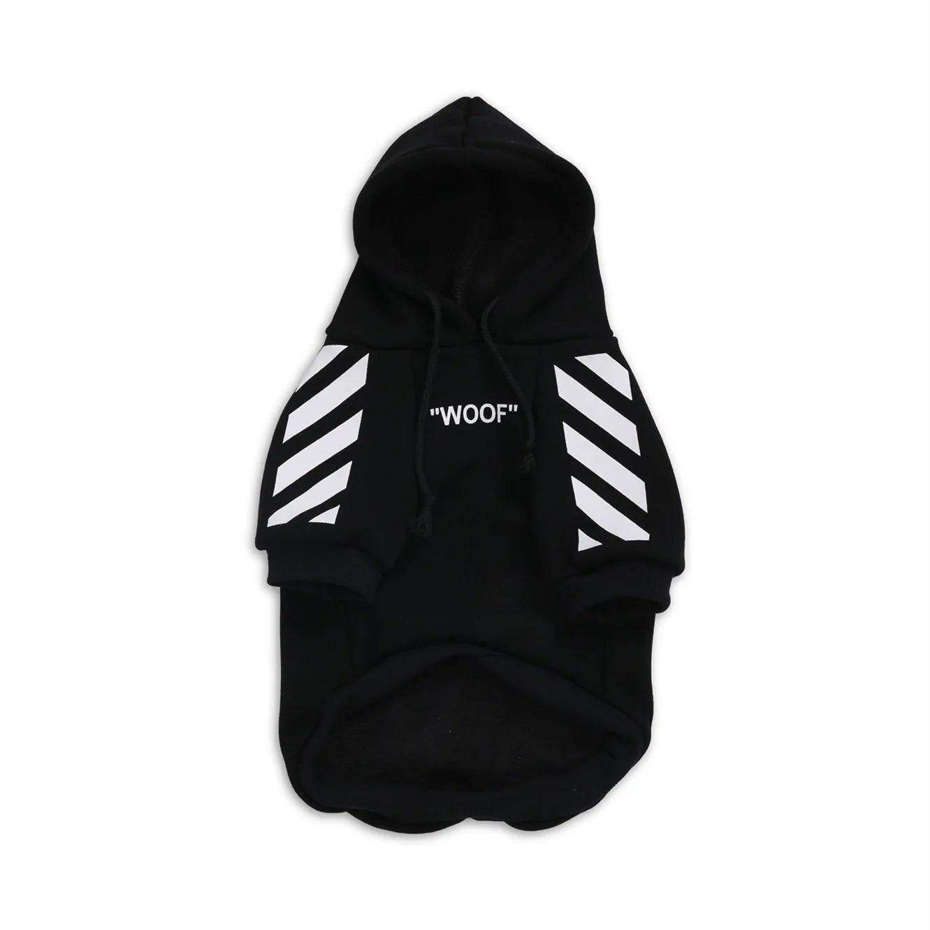 Let your dog make a statement in this luxurious black hoodie, adorned with intricate floral motifs and bold design accents front and back. The high - quality fabric ensures lasting comfort and warmth, while the unique aesthetic featuring "WOOF". - Luxempirez