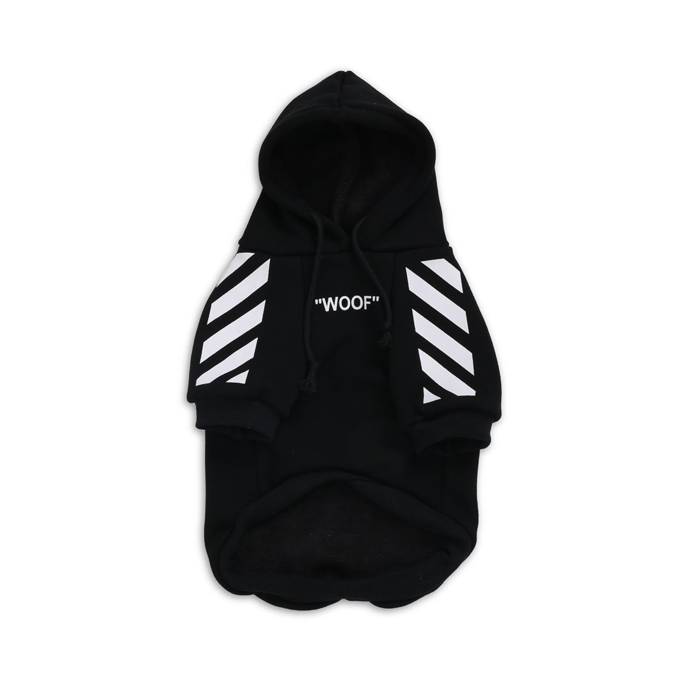 Let your dog make a statement in this luxurious black hoodie, adorned with intricate floral motifs and bold design accents front and back. The high - quality fabric ensures lasting comfort and warmth, while the unique aesthetic featuring "WOOF". - Luxempirez