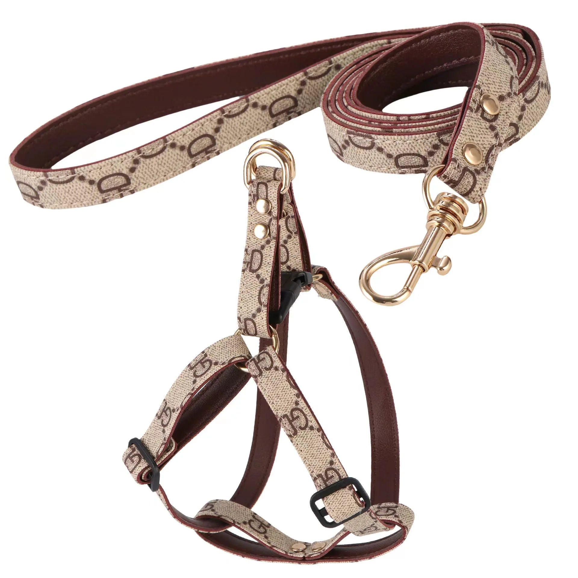 Let your dog shine with this luxury harness and leash set! Featuring an elegant design and premium materials, this set ensures both comfort and style for your furry companion. The durable hardware and secure fit make walks safer. - Luxempirez