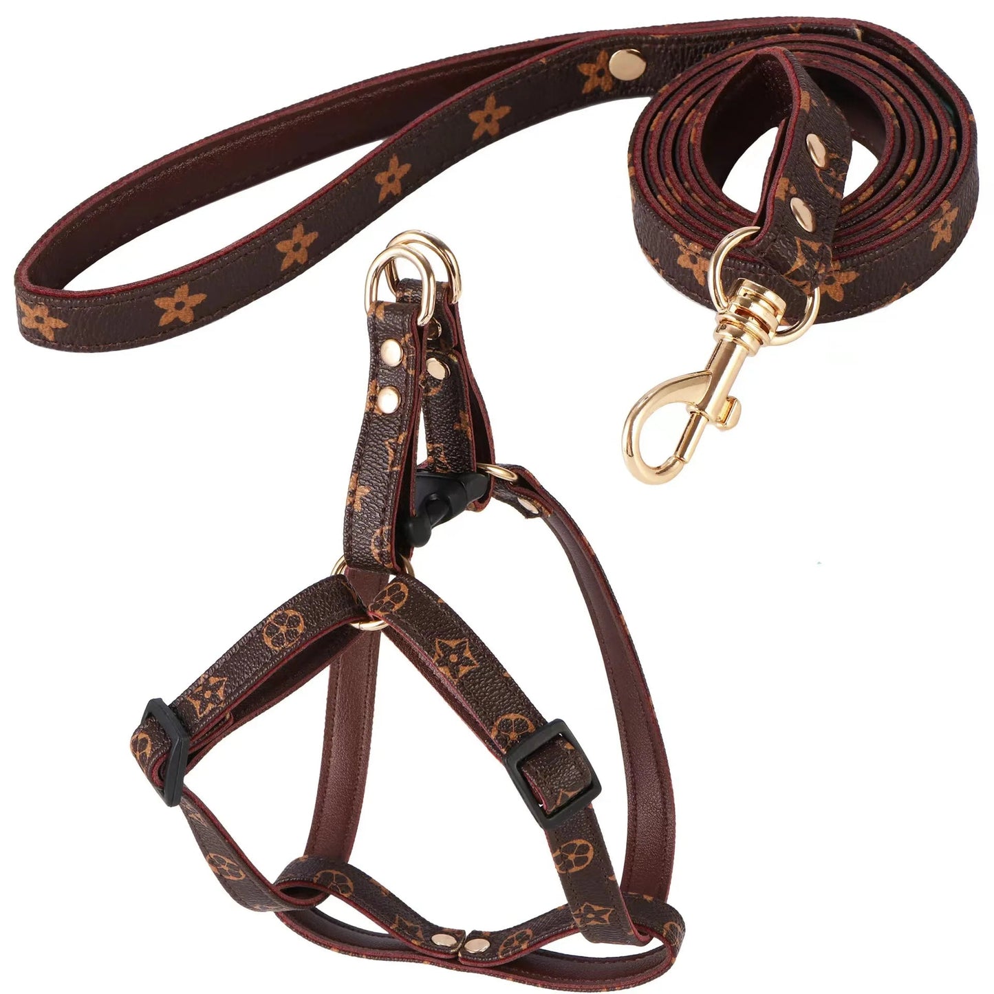 Let your dog shine with this luxury harness and leash set! Featuring an elegant design and premium materials, this set ensures both comfort and style for your furry companion. The durable hardware and secure fit make walks safer. - Luxempirez