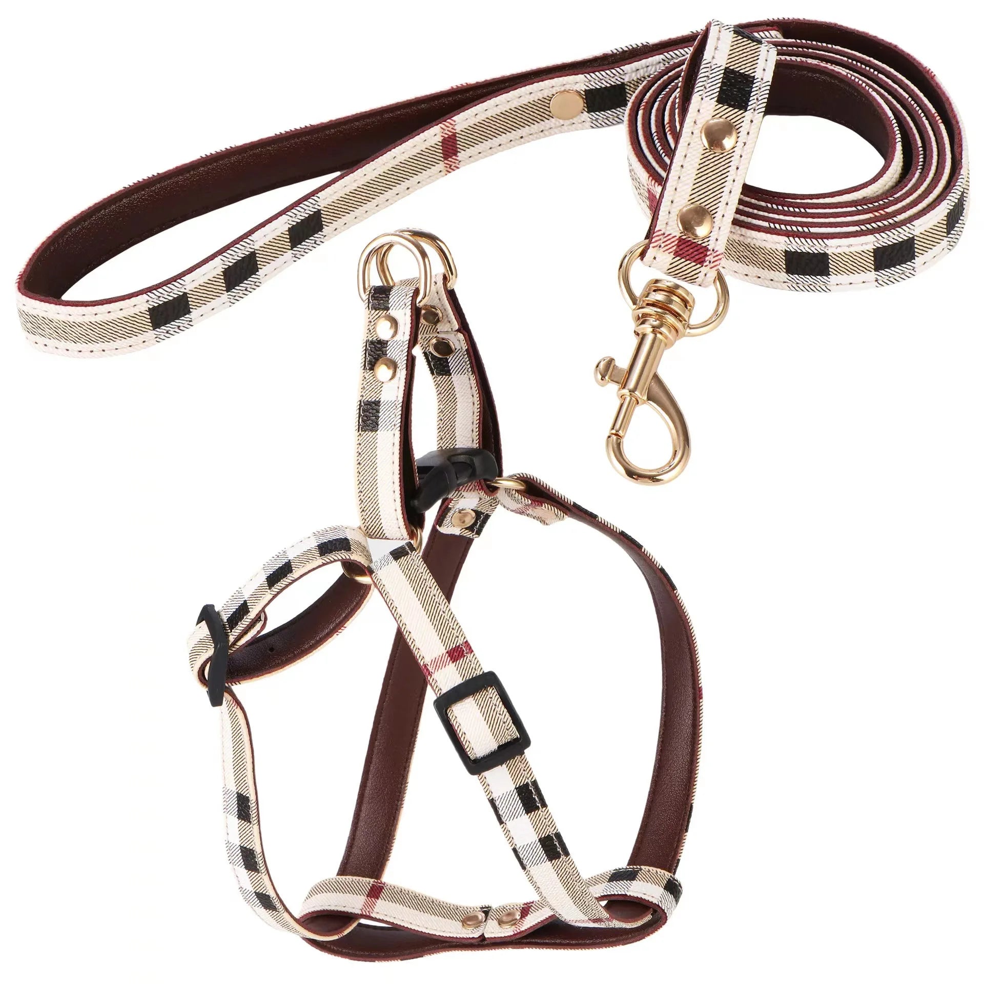 Let your dog shine with this luxury harness and leash set! Featuring an elegant design and premium materials, this set ensures both comfort and style for your furry companion. The durable hardware and secure fit make walks safer. - Luxempirez