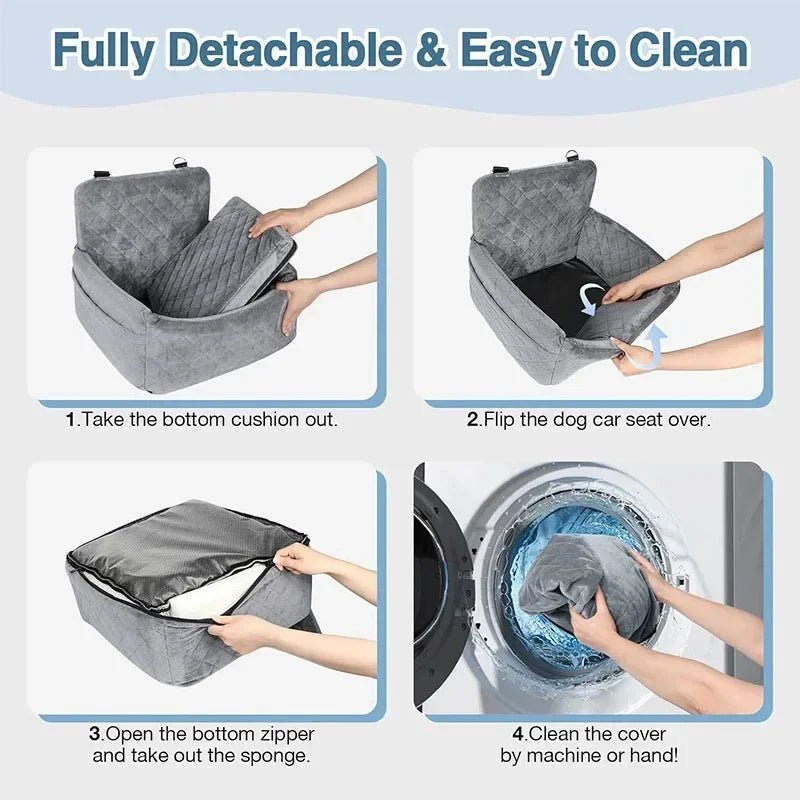 Siège auto de luxe pour animaux de compagnie avec housse amovible et lavable – Siège de sécurité antidérapant pour chiens et chats, utilisation sur siège avant ou arrière - Luxempirez