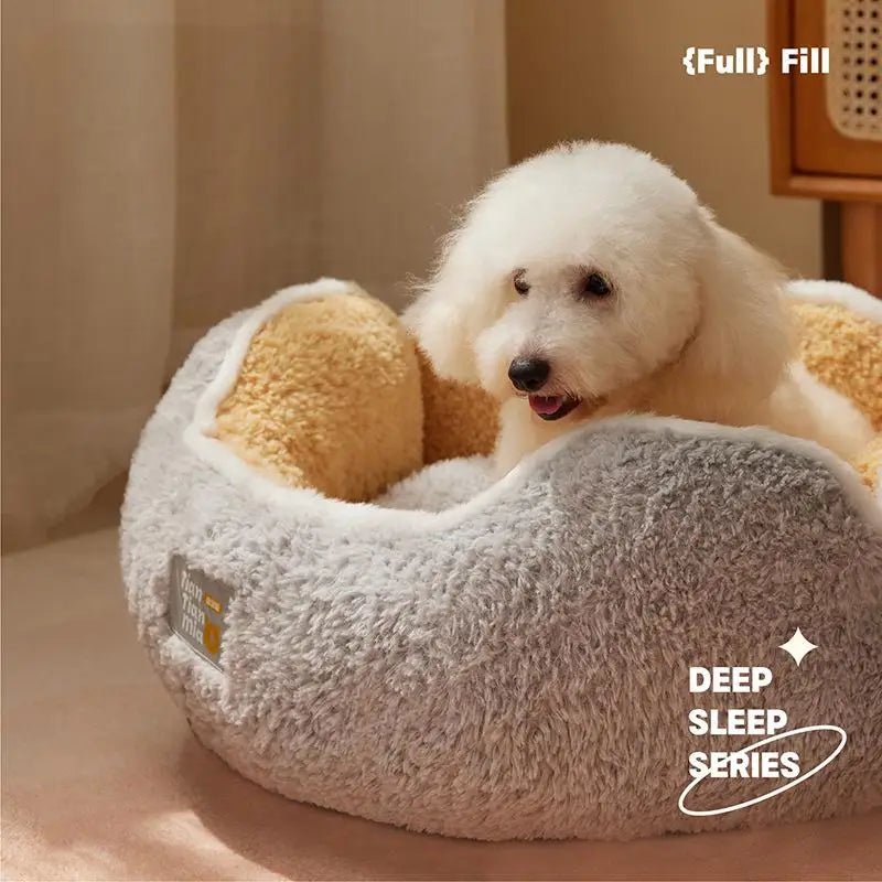 Offer your four - legged companion an exquisite retreat with this premium calming dog bed where comfort meets elegance for pets who deserve the very best. Designed with plush, vegan faux fur and a generously deep sleeping area. - Luxempirez