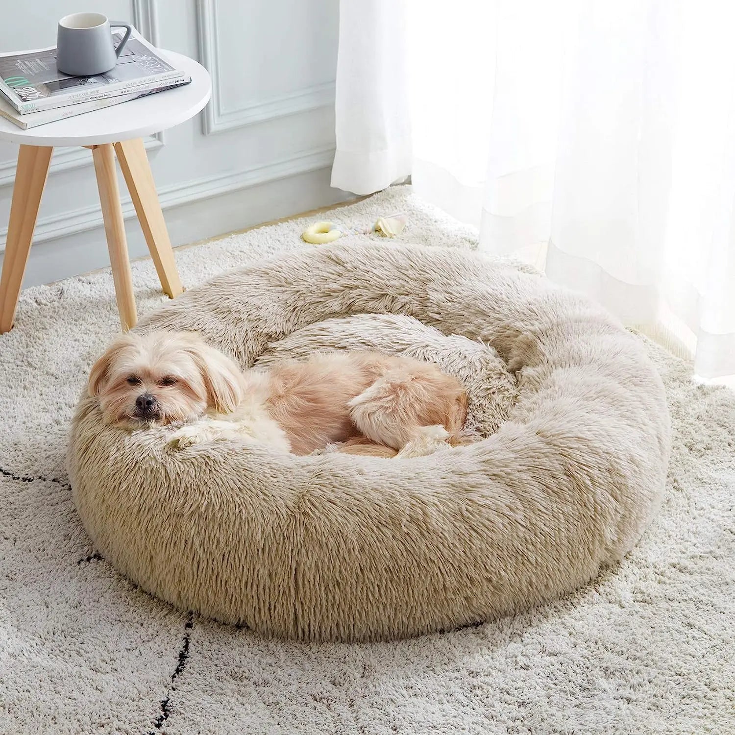 Offer your four - legged companion an exquisite retreat with this premium calming dog bed where comfort meets elegance for pets who deserve the very best. Designed with plush, vegan faux fur and a generously deep sleeping area. - Luxempirez
