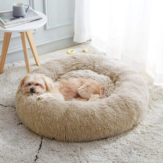 Offer your four - legged companion an exquisite retreat with this premium calming dog bed where comfort meets elegance for pets who deserve the very best. Designed with plush, vegan faux fur and a generously deep sleeping area. - Luxempirez