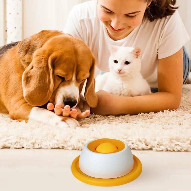 Pet licking mats are perfect to keep dogs and cats busy, calm and eating more slowly, so the text must highlight relaxation, slow feeding and fun. - Luxempirez