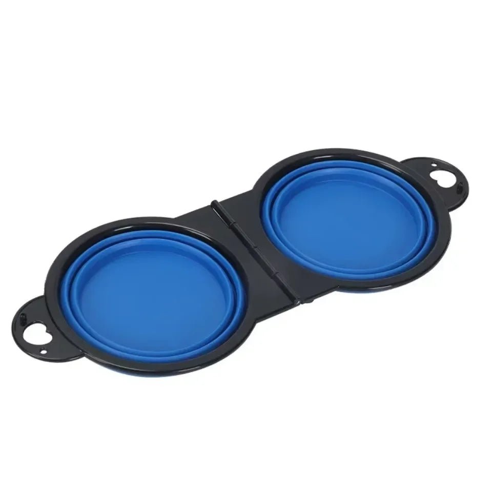 Bol de nourriture et d'eau pliable portable 2 en 1, parfait pour garder les chiens et les chats hydratés et nourris pendant les promenades, les voyages en voiture et les aventures en plein air. - Luxempirez