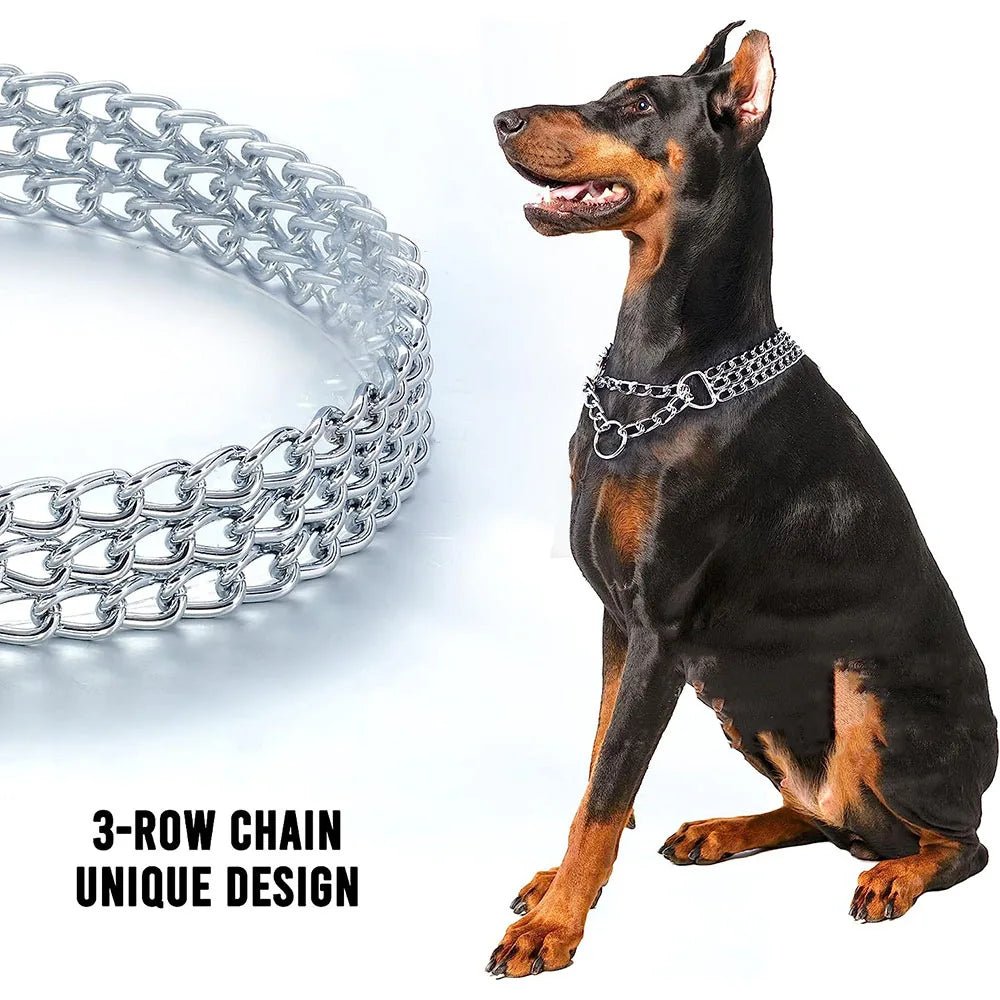 Powerful, chew - proof and stylish, this heavy - duty Cuban link chain collar is designed for strong, large dogs that need both control and comfort during daily walks. - Luxempirez